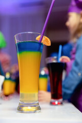 Close-up shot of colourful cocktail
