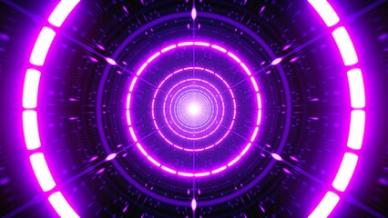 Glowing Purple Dashed Circle Light Tunnel
