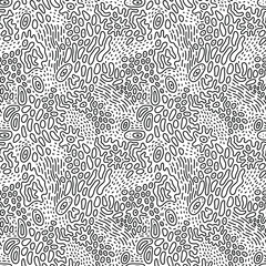 Abstract doodle pattern with microbe, virus, bacteria. Vector seamless background with fantasy microorganism, mold, cell, germ, probiotic etc.  © Elena
