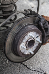 Diagnostics and maintenance of disc brakes in a passenger car. Brake disc, replacement of brake...