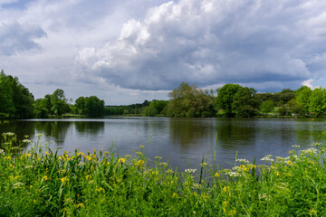 view of the Lac de Christus lake and nature reserve on the outskirts of Saint-Paul-les-Dax