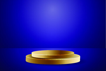 podium on stage, luxury dark blue background