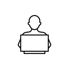 Fast shipping, quickly delivery. Black line icon. Box. Trendy flat isolated symbol, sign can be used for: illustration, outline, logo, mobile, app, emblem, design, web, dev, ui, ux. Vector EPS 10