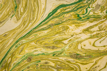 background of gold, green and brown Nepalese lokta paper Inspired from the grain of texture in...