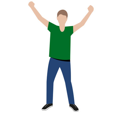 A Male Student In A Green Shirt Stands And Waves His Hands