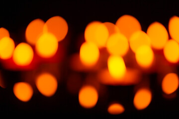 Candlelight bokeh light texture,Many candles burn with a shallow depth of field 