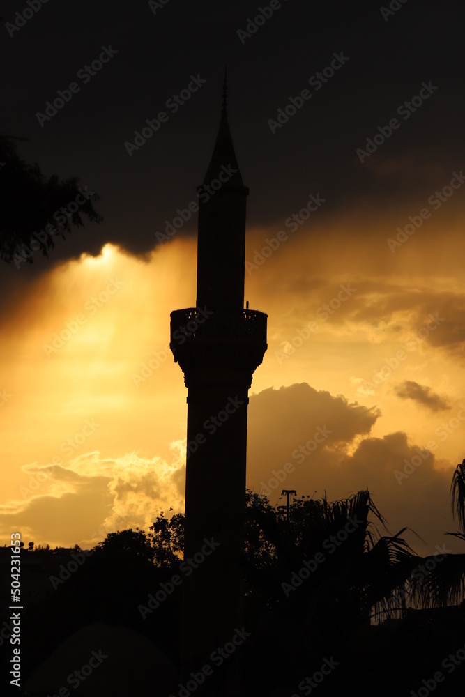 Poster mosque at sunset