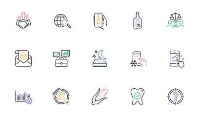 Headhunter, Web search and Star rating line icons for website, printing. Collection of Business portfolio, Court jury, Dental insurance icons. Refrigerator app, Deal. Vector