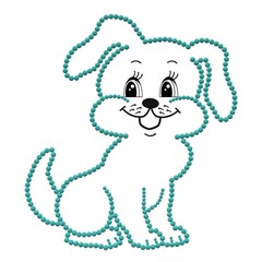 A dog made of blue beads. 3D Render