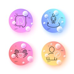 Augmented reality, Head and Hold heart minimal line icons. 3d spheres or balls buttons. Edit user icons. For web, application, printing. Virtual reality, Profile messages, Friendship. Vector