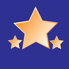 This image shows three golden stars on a dark blue background