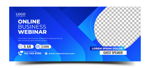 Business webinar invitation horizontal banner design template