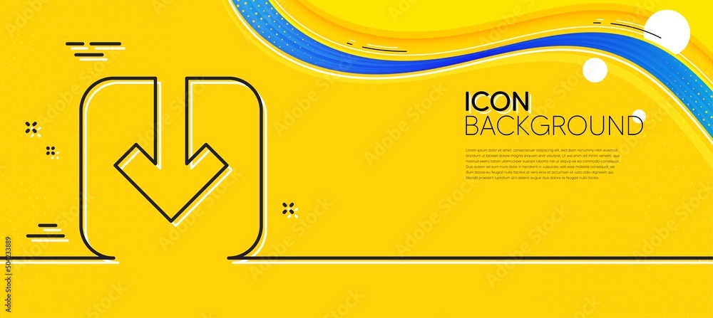 Poster load document line icon. abstract yellow background. download arrowhead symbol. direction or pointer