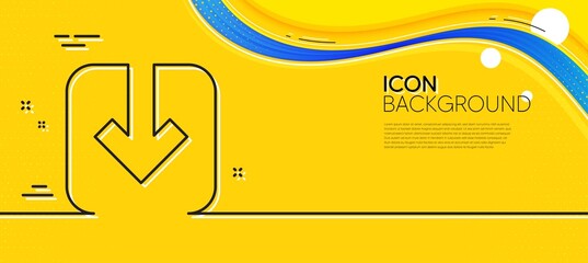 Naklejka na ściany i meble Load document line icon. Abstract yellow background. Download arrowhead symbol. Direction or pointer sign. Minimal load document line icon. Wave banner concept. Vector