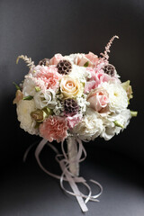 Colorful wedding bouquet on a gray background
