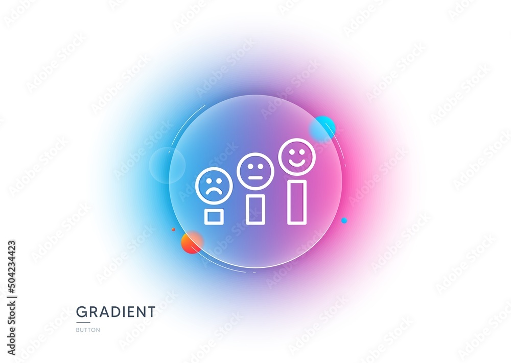 Poster customer satisfaction line icon. gradient blur button with glassmorphism. positive feedback sign. sm