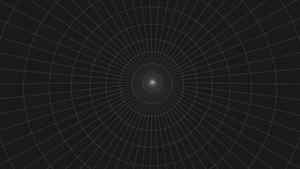 An abstract tunnel with a mesh structure. 3D grid of tunnels and corridors. Vector wormhole.