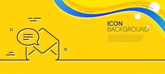 Obraz na płótnie Canvas New Mail line icon. Abstract yellow background. Message correspondence sign. E-mail symbol. Minimal new Mail line icon. Wave banner concept. Vector