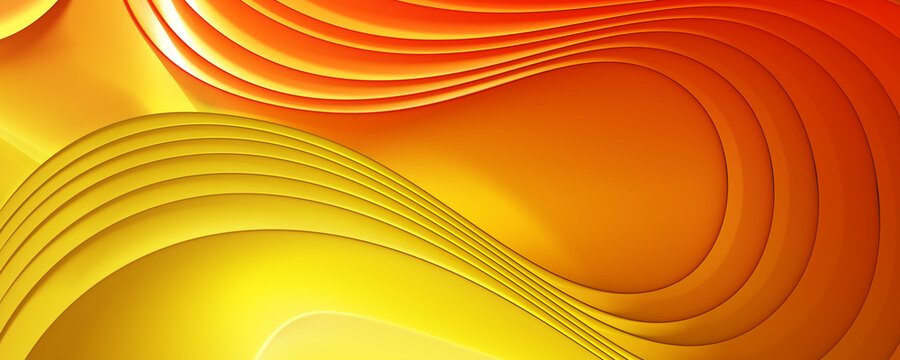 yellow and orange waves - 3d illustration