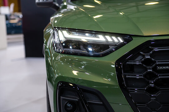 LED headlights and car back design of nev Audi Q5 SUV, model 2022, car exterior design