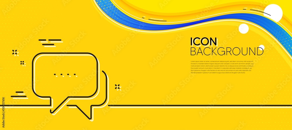Poster message line icon. abstract yellow background. chat comment sign. speech bubble symbol. minimal mess