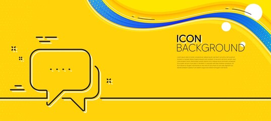 Naklejka na ściany i meble Message line icon. Abstract yellow background. Chat comment sign. Speech bubble symbol. Minimal message line icon. Wave banner concept. Vector