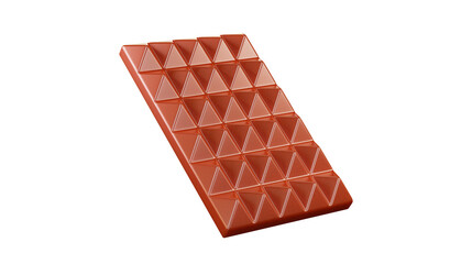 Milk chocolate bar isolated on a white background. Realistic triangular shaped chocolate, 3d rendering.