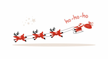 Vector illustration of Santa Claus riding reindeer sleigh