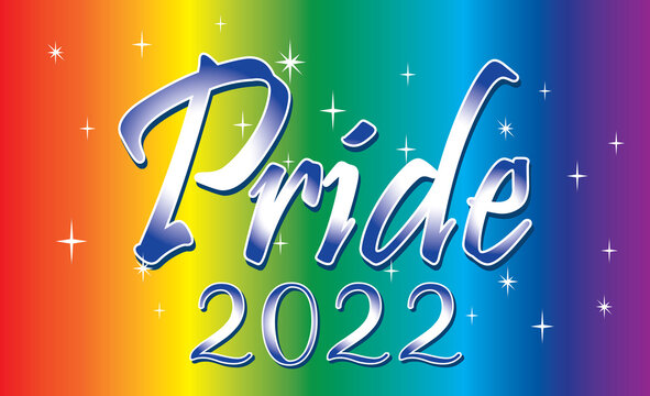 Pride 2022 Rainbow Banner Shiny Stars