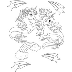 Funny Unicorn coloring page for children
