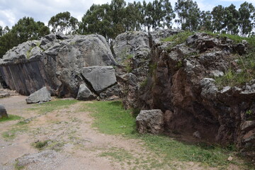 Peru, Qenko, located at Archaeological Park of Saqsaywaman. This archeological site Inca ruins is made up of limestone.