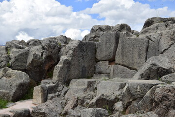 Fototapeta na wymiar Peru, Qenko, located at Archaeological Park of Saqsaywaman. This archeological site Inca ruins is made up of limestone.
