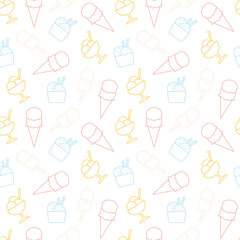 Fototapeta na wymiar summer seamless ice cream pattern, great for wrapping, textile, wallpaper, greeting card- vector illustration