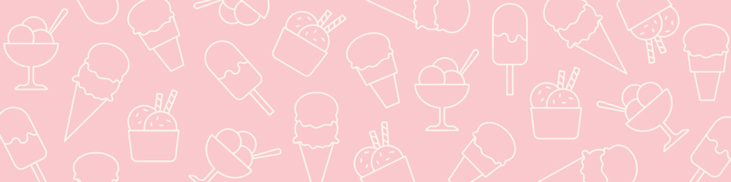 summer banner with different ice creams - vector illustration