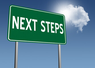 Next Steps sign.