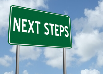 Next Steps sign.