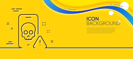 Obraz na płótnie Canvas Cyber attack line icon. Abstract yellow background. Ransomware threat sign. Phone hacking symbol. Minimal cyber attack line icon. Wave banner concept. Vector