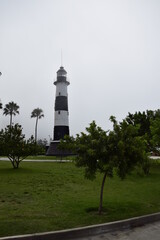 Miraflores Town landscapes. Park on the coast of Lima in the fog, in the Miraflores district, Peru