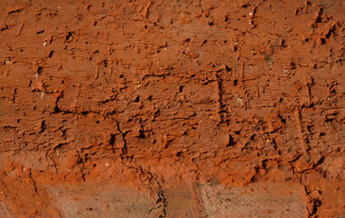 Burnt clay brick. Natural building materials, concept. Selective focus. Copy space.