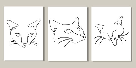 One line drawing abstract cat 