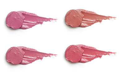 Set of creamy makeup smears isolated on white background