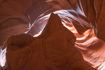 Silhouette of large block of sandstone in Upper Antelope Canyon, Navajo Nation Arizona