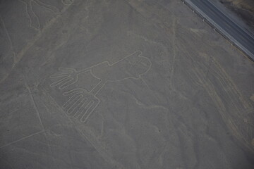 Nazca lines of the hands . Ancient geoglyph located in the Nazca Desert in southern Peru