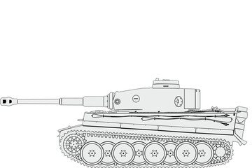 Vector image of the German heavy tank Pz-VI Tiger here is an early version of the tank that took part in battles in Africa.