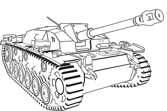 Vector image of the German tank destroyer of the Second World War Stug III. Front view