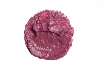 Pink ceamy makeup sample islated on white background. Decorative cosmetic smear.	