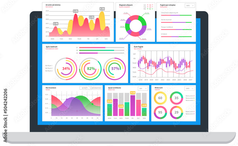 Poster infographic chart vector template. annual statistics curve graph design. market data diagrams. graph