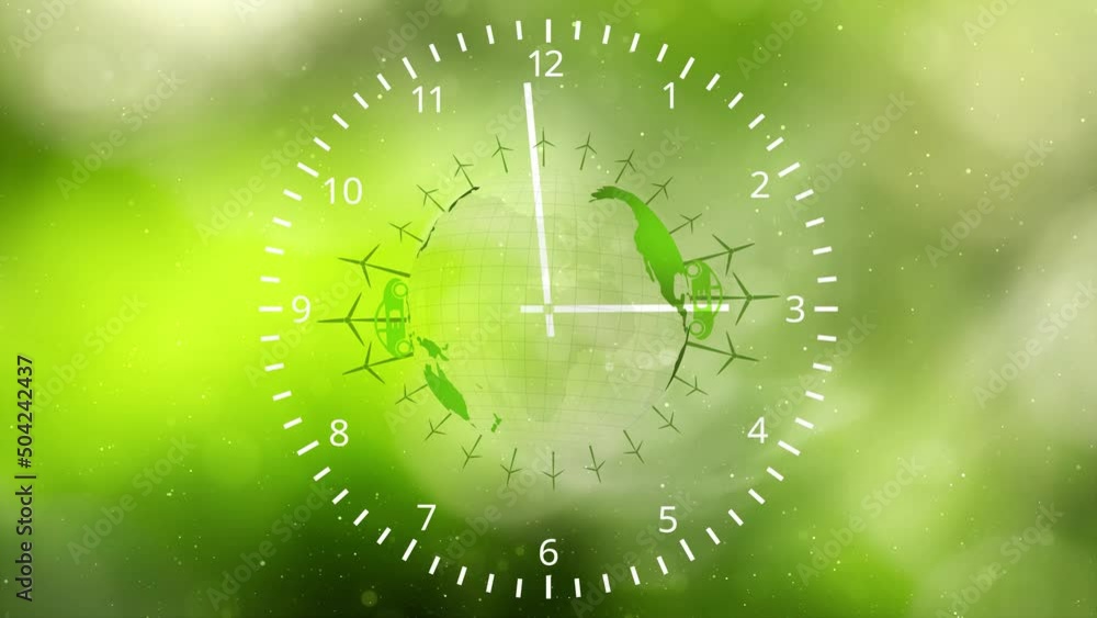Poster environment clock time artistic nature protection loop animation.