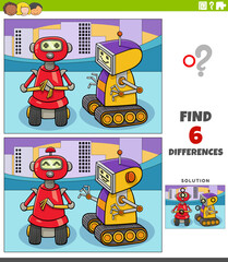 differences educational game with two cartoon robots