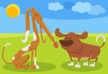 Obraz na płótnie Canvas two funny cartoon dogs comic animal characters